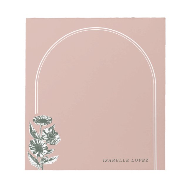Vintage Floral Arch Custom Notepad - Pink (Front)