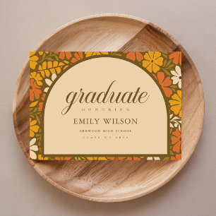 Vintage Floral Arch Frame Graduation Invitation Postcard