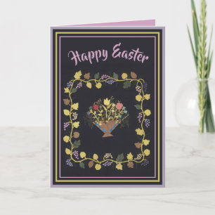 Vintage Floral Art Easter Holiday Card