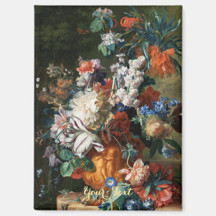 Vintage Floral Art Flowers Oil Painting Monogram Magnet