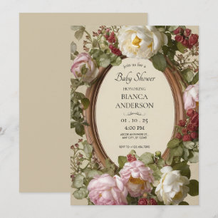 Vintage Floral Art Nouveau Baby Shower Invitation