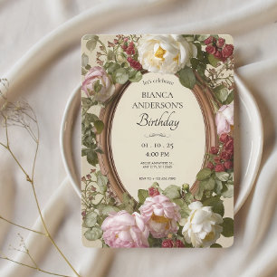Vintage Floral Art Nouveau Birthday Invitation