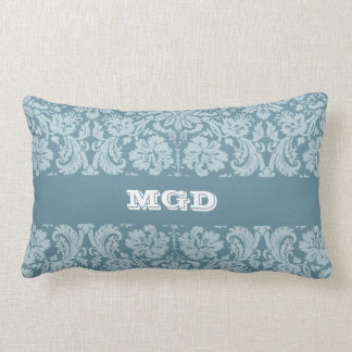 Vintage floral art nouveau blue green pattern lumbar pillow