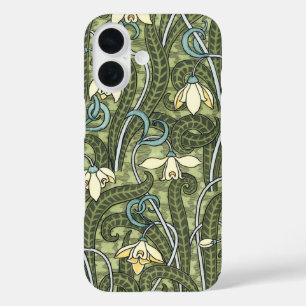 Vintage Floral Art Nouveau Snowdrop Flowers iPhone 16 Case