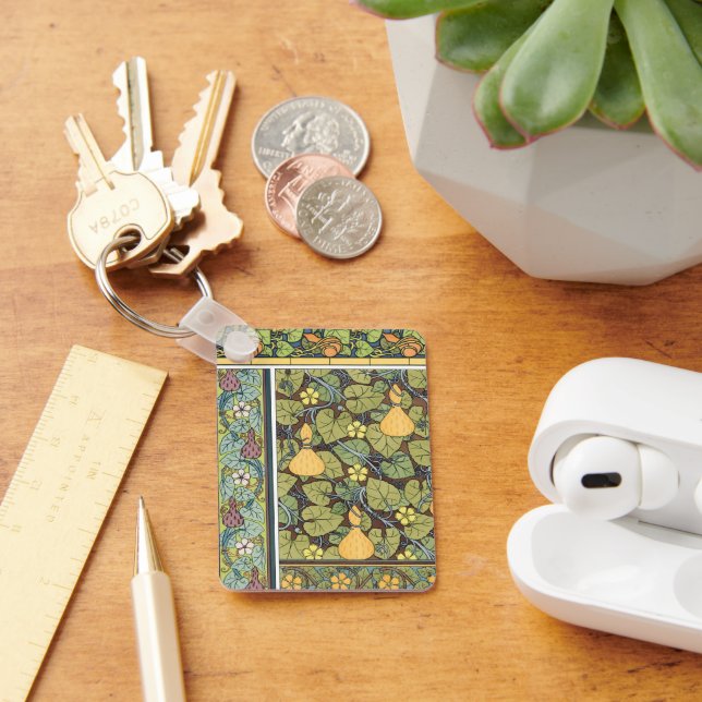 Vintage Floral Art Nouveau Vegetables, Gourds Keychain (Desk)