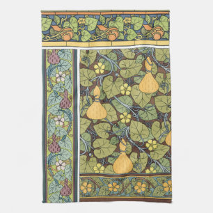 Vintage Floral Art Nouveau Vegetables, Gourds Kitchen Towel