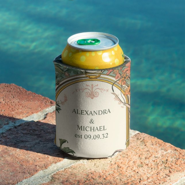 Vintage Floral Art Nouveau Wedding  Can Cooler (In Situ Pool)