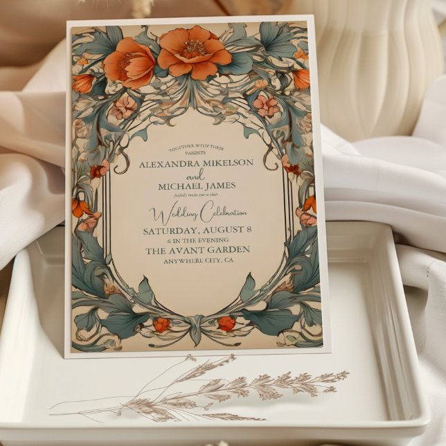 Vintage Floral Art Nouveau Wedding Invitation (Creator Uploaded)