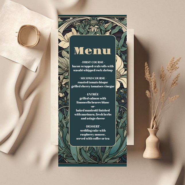 Vintage Floral Art Nouveau Wedding Menu (Creator Uploaded)