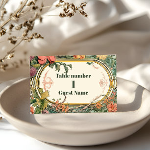 Vintage Floral Art Nouveau Wedding Place Card
