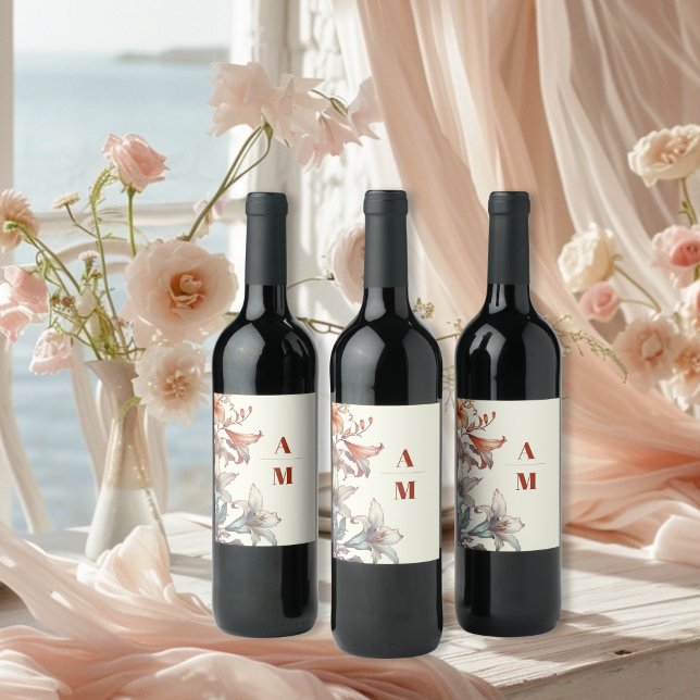 Vintage Floral Art Nouveau Wedding Wine Label (Creator Uploaded)