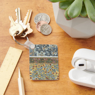 Vintage Floral Art Nouveau Wild Geranium Flowers Keychain