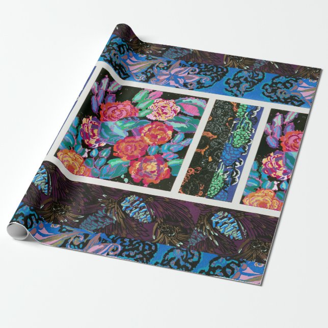 Vintage floral art wrapping paper (Unrolled)