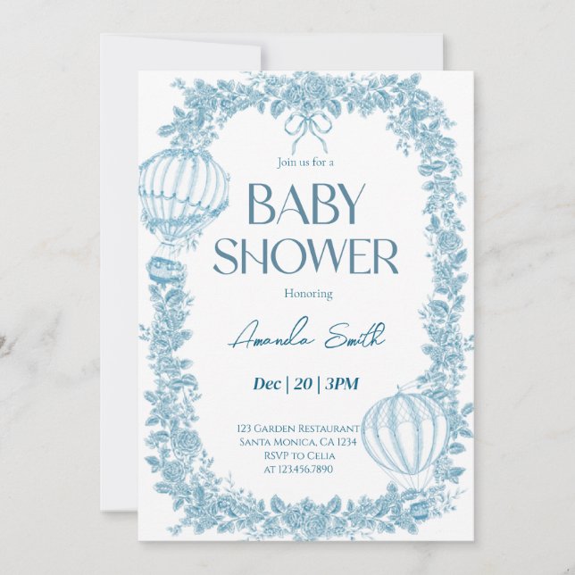  Vintage Floral Baby Shower Invitation (Front)