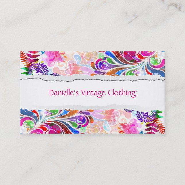 Vintage Floral Background Business Card (Front)