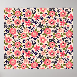 Vintage floral background. Seamless pattern. Flowe Poster