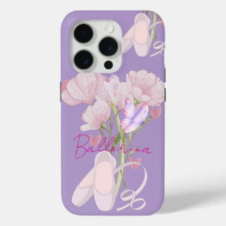 Vintage Floral Ballerina Aesthetic Purple iPhone 15 Pro Case