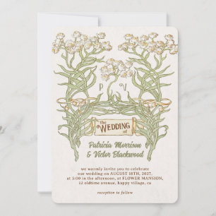 Vintage Floral Banner Wedding Invitation