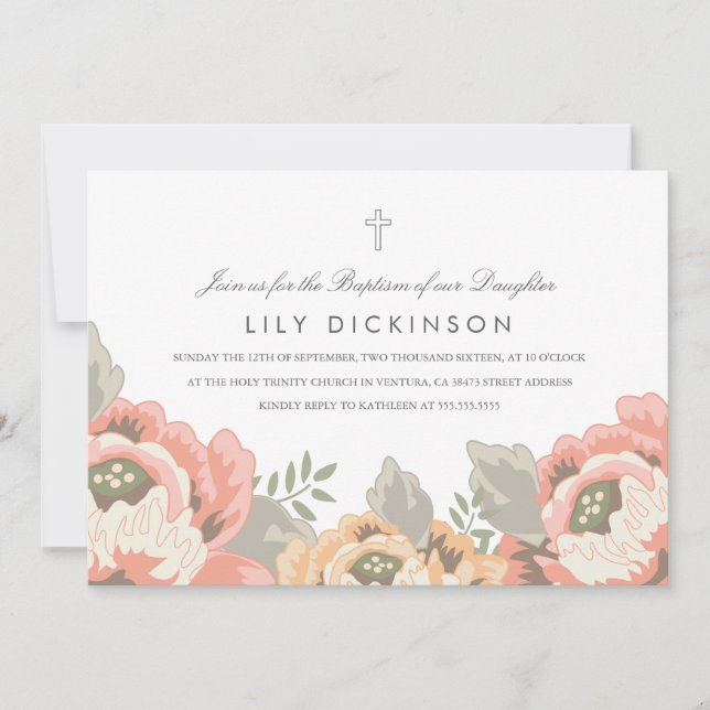 Vintage Floral Baptism Invite (Front)