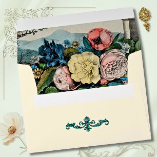 Vintage Floral Baroque Elegant Gold Wedding Envelope