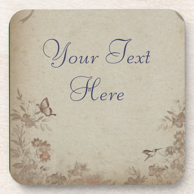 Vintage Floral Beige Coaster (Front)