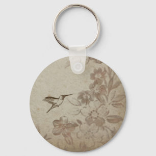 Vintage Floral Beige Keychain