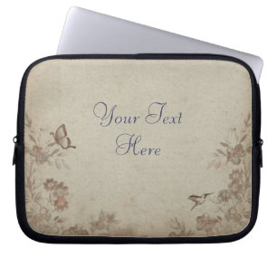 Vintage Floral Beige Laptop Sleeve