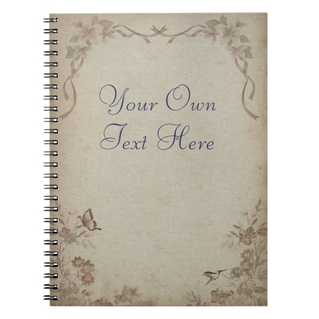 Vintage Floral Beige Notebook (Front)