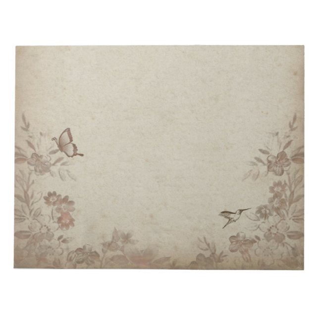 Vintage Floral Beige Notepad (Front)