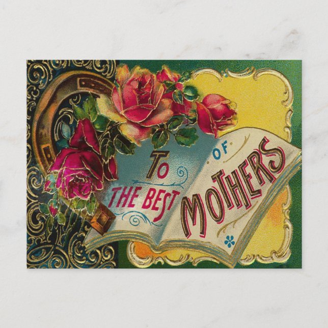 Vintage Floral Best Mom Mothers Day Postcard (Front)