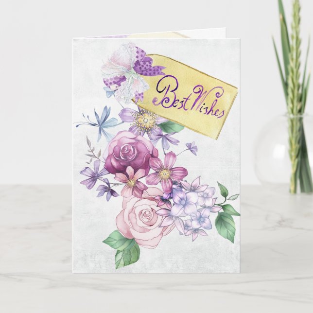 Vintage Floral Best Wishes Card (Front)