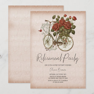 Vintage Floral Bicycle Retirement Party Invitation