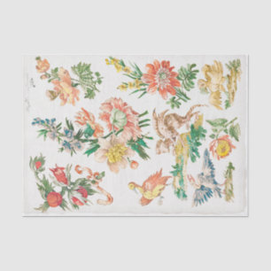 Vintage Floral Bird French Decoupage Tissue Paper