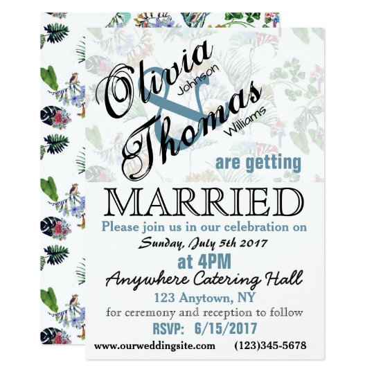 Vintage Floral Birds Wedding Invitation Custom
