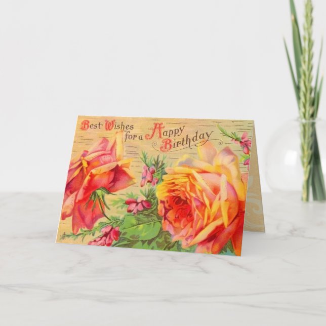 Vintage Floral Birthday Card (Front)