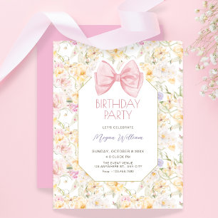Vintage floral birthday invitation