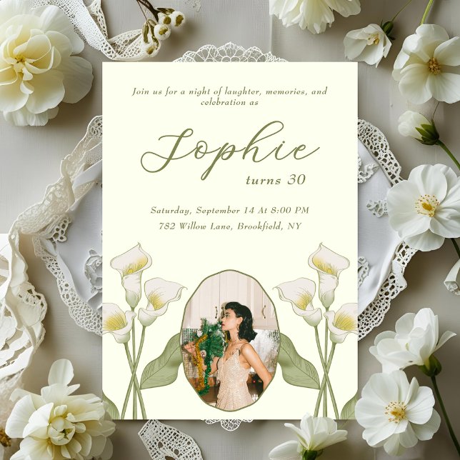 Vintage Floral Birthday Invitation with Photo (Creator Uploaded)