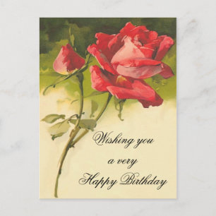 Vintage Floral Birthday Postcard