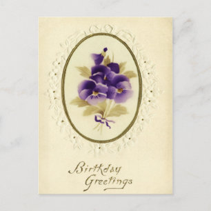 Vintage Floral Birthday Postcard