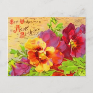 Vintage Floral Birthday Postcard