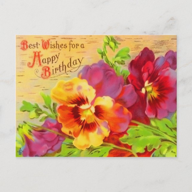 Vintage Floral Birthday Postcard (Front)