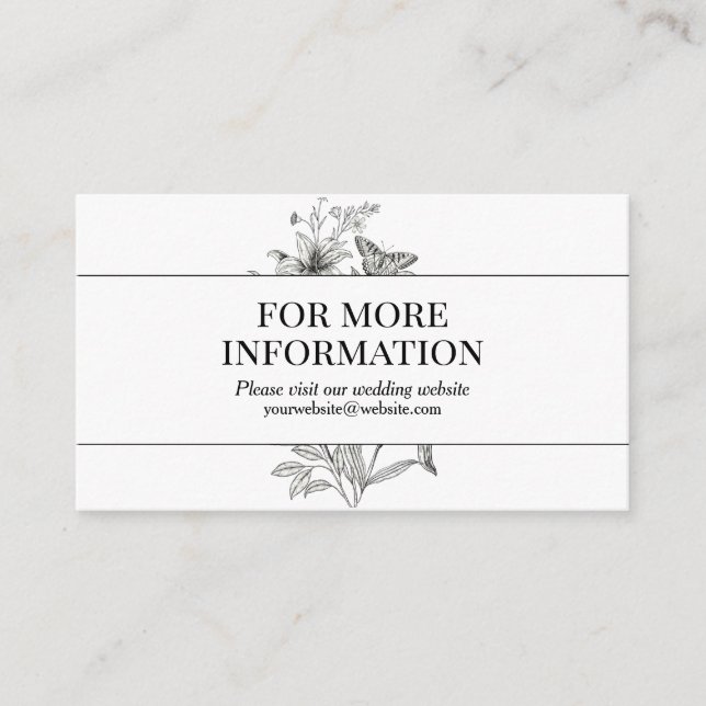 Vintage Floral Black and White Enclosure Card (Front)