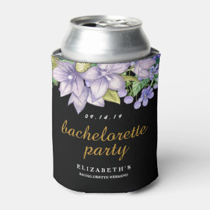Vintage Floral Black Bachelorette Party Can Cooler