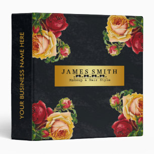 Vintage Floral Black Gold Badge Binder
