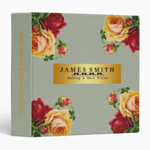 Vintage Floral Black Gold Badge Binder