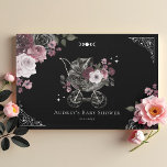 Vintage Floral Black Gothic Stroller Baby Shower Guest Book<br><div class="desc">Our gothic Halloween gothic stroller baby shower guest book is perfect for the modern mother-to-be who embraces a unique and edgy aesthetic for her baby shower celebration. Our design features our hand-painted watercolor gothic gothic style stroller delicately adorned with gothic elements including stars moons and our handpainted watercolor gothic florals....</div>