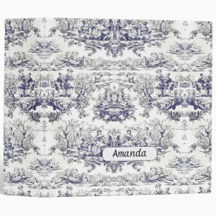 Vintage floral black toile de jouy monogram binder