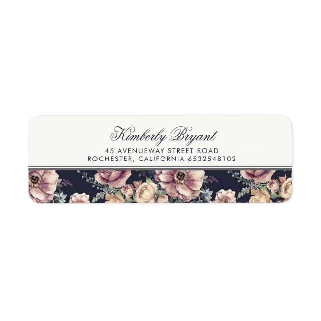Vintage floral bleu marine et mauve (Devant)