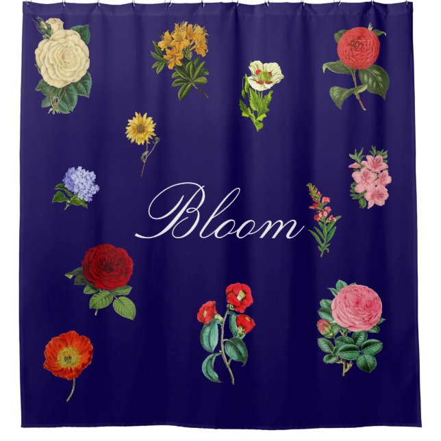 Vintage Floral Bloom Blue Large Rose Garden (Front)