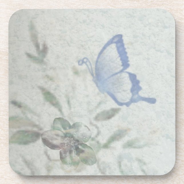Vintage Floral Blue Coaster (Front)